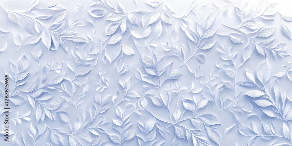 Elegant 3D Embossed Floral Pattern: Light Blue Leaves Texture Elegant 3D Embossed Floral Pattern: Light Blue Leaves Texture