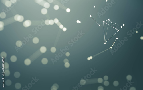 Abstract background. Molecules technology with polygonal shapes, connecting dots and lines. Connection structure. Big data visualization. photo