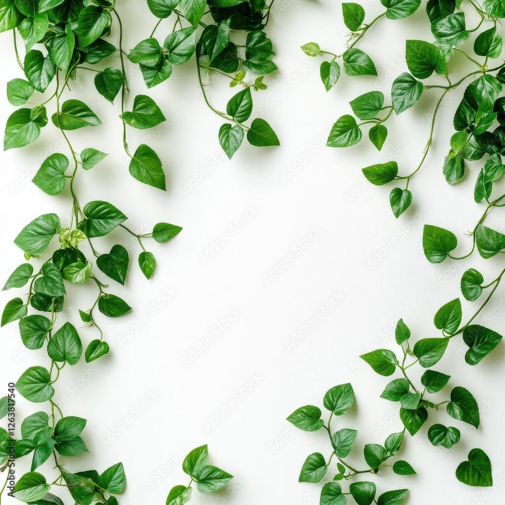 Fototapeta premium Set of Tropical Creeper Plants Arranged Neatly in a Row Against a Clean White Background for Gardening Enthusiasts