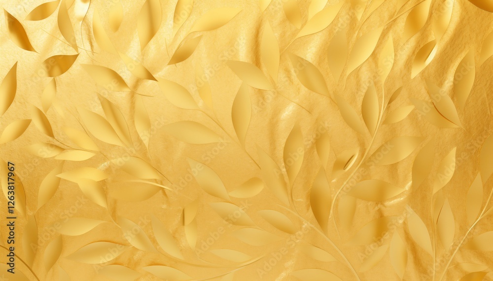 texture of a golden fabric wall with floral flower leaf pattern embeded texture of a golden fabric wall with floral flower leaf pattern embeded