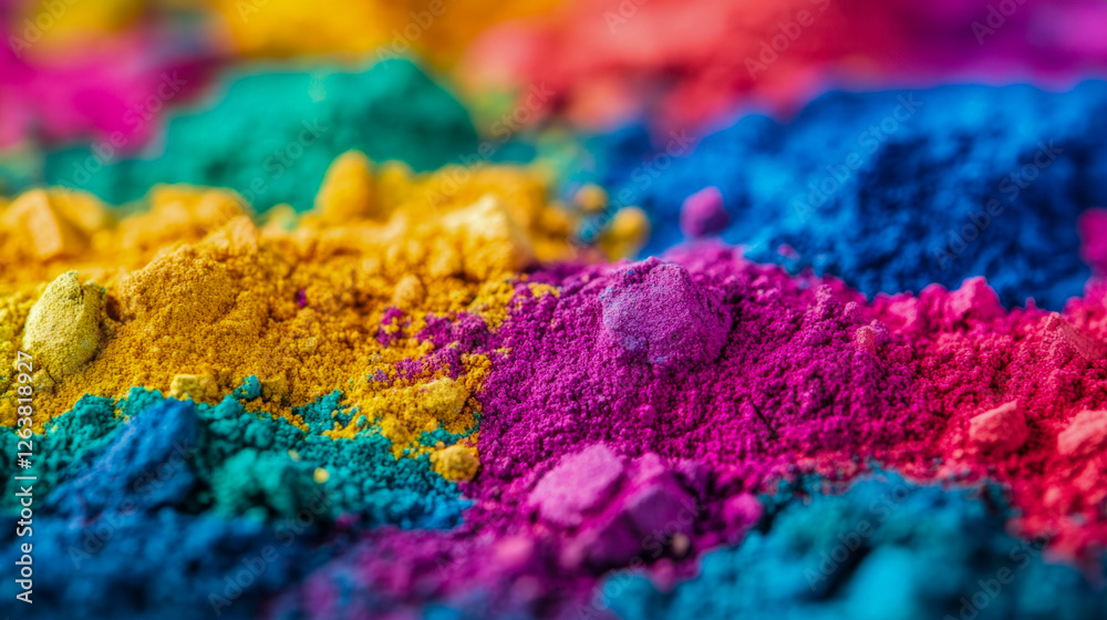 Obraz premium Vibrant powder background - Yellow, Pink, Blue & Green pigments