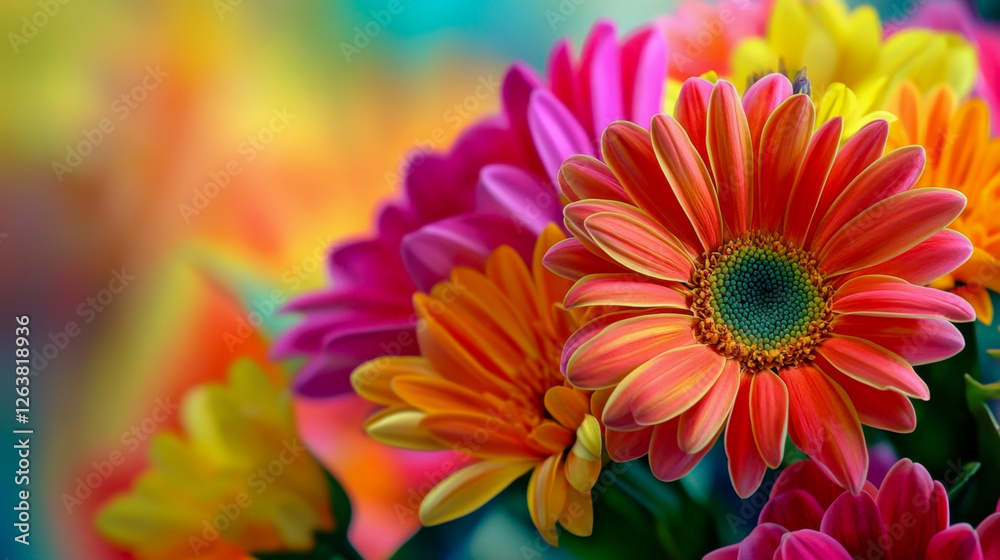 Fototapeta premium Vibrant Gerbera Daisies Blossom with a Hint of Floral Art