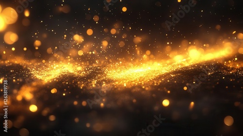 Warm Sunlight Flare Effects with Golden Rays and Lens Flares on Black Background photo