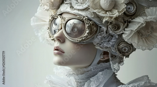 Woman in Futuristic Victorian Accessories