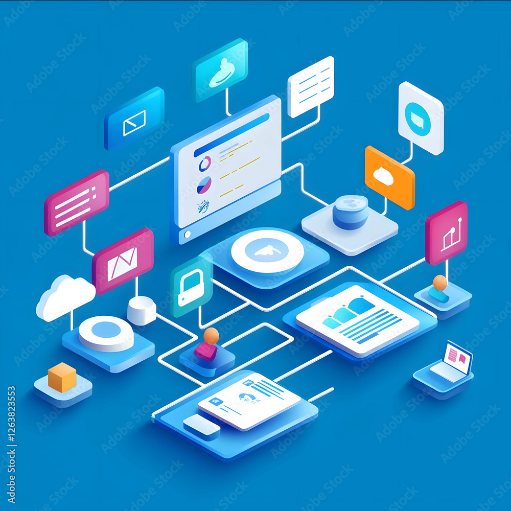 crm system on a blue background realism crm system on a blue background realism