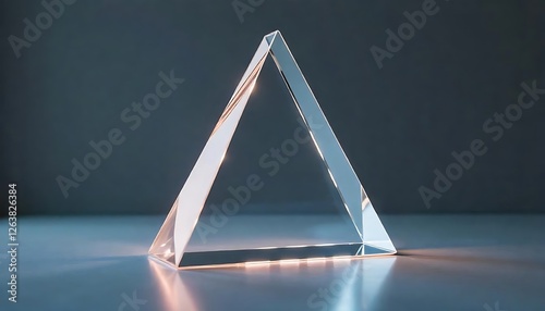Floating minimalist tetrahedron modern studio 3d art calm environment close-up glass design