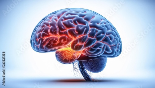 Detailed Close-Up of the Human Brain Highlighting the Cerebral Cortex and Sulci