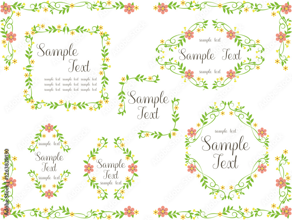 シンプルな花と植物の装飾フレーム