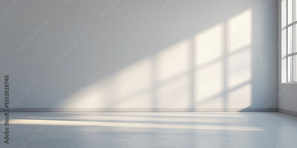 bright, empty room with sunlight casting shadows on floor and walls. bright, empty room with sunlight casting shadows on floor and walls.