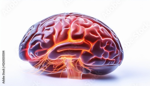 Detailed Close-Up of the Human Brain Highlighting the Cerebral Cortex and Sulci