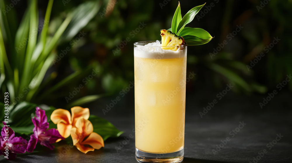 Refreshing juice blend with pineapple and coconut flavors Refreshing juice blend with pineapple and coconut flavors