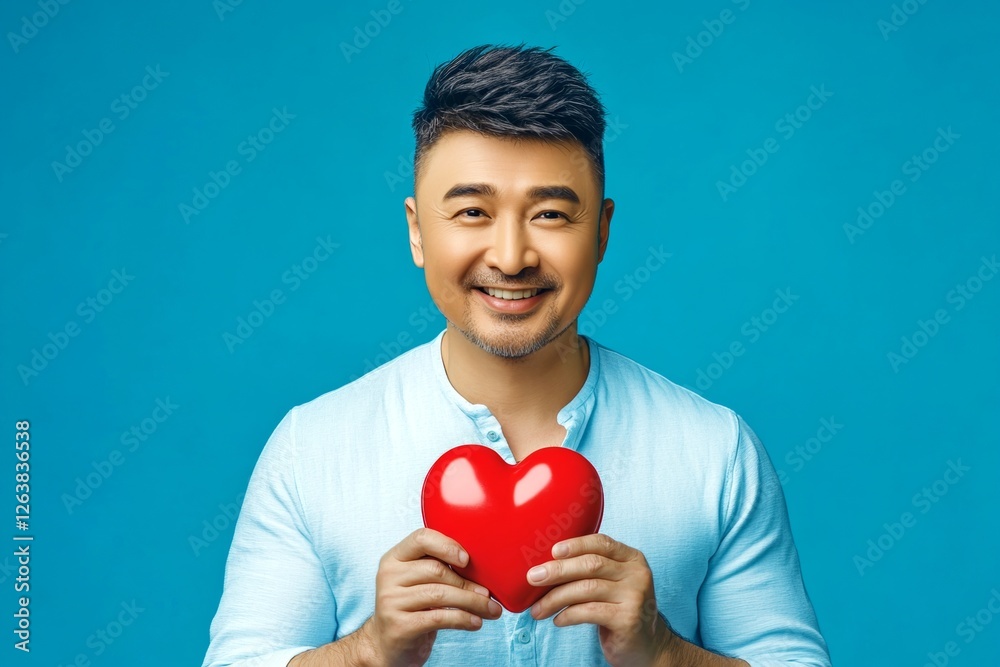 Commercial ad campaign idea. Love confession. Valentine's day greeting from man or for man: extraordinary striking image of loving asian midlife man. Affectionate moment. Romantic lifestyle. Commercial ad campaign idea. Love confession. Valentine's day greeting from man or for man: extraordinary striking image of loving asian midlife man. Affectionate moment. Romantic lifestyle.