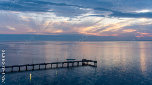Fairhope, Alabama pier at sunset in January
