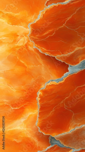 Vibrant orange and blue abstract art showcasing jagged textures and dynamic contrasts in a harmonious blend of colors photo