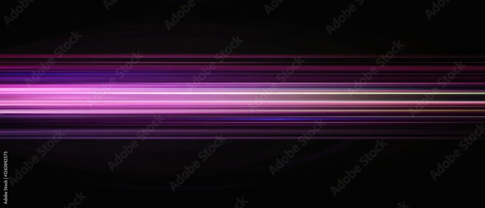 Abstract background with horizontal vibrant purple, pink, and white streaks of light against a black backdrop Dynamic lines create a sense of speed, energy, and motion, ideal for technology, futuristi Abstract background with horizontal vibrant purple, pink, and white streaks of light against a black backdrop Dynamic lines create a sense of speed, energy, and motion, ideal for technology, futuristi