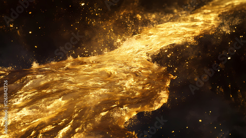 Abstract river of molten gold and lavender flowing smoothly in a dreamlike state. Molten Gold Rivers. Illustration photo