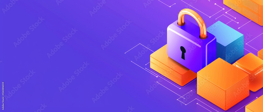 Fototapeta premium A Digital locks layered upon data streams symbolize privacy in big data usage, creating secure environment