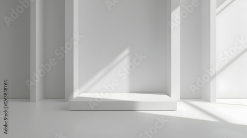 Wallpaper Mural Minimalist interior with empty white shelves and soft shadows, ideal for modern design concepts Torontodigital.ca