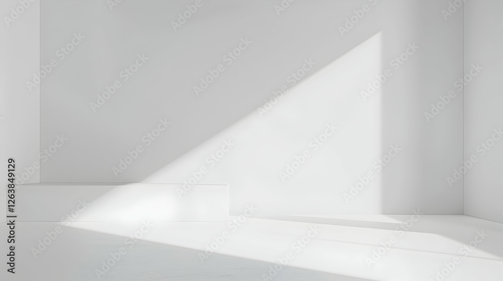 Minimalist interior space with soft natural light casting shadows, ideal for creative projects Minimalist interior space with soft natural light casting shadows, ideal for creative projects