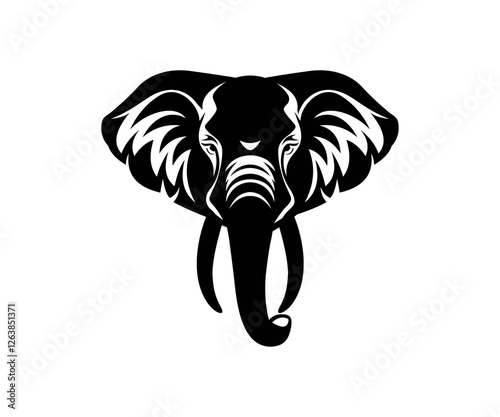 Elephant head outline vector, modern animal silhouette