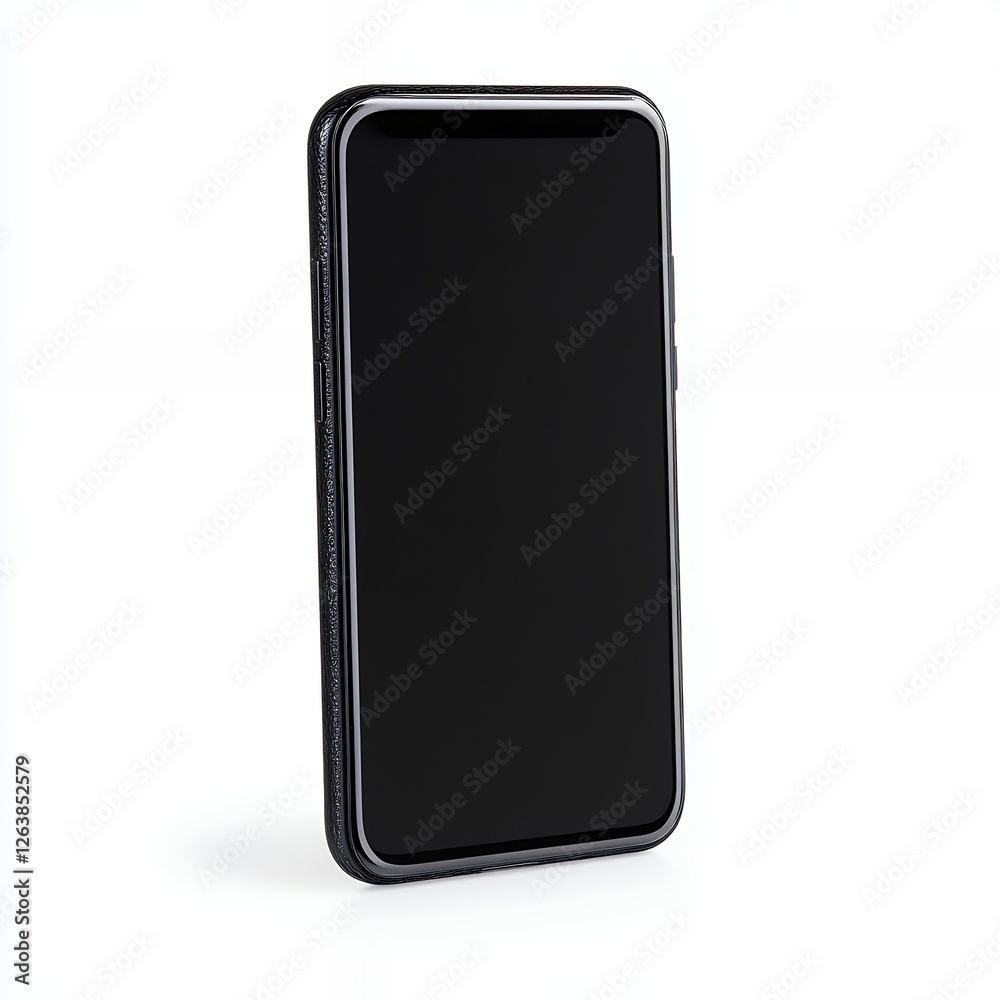 Black Textured Smartphone Case On White Background Black Textured Smartphone Case On White Background