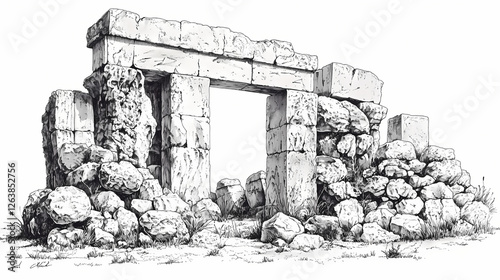 The megalithic structures of baalbek every detail Lava-Covered Megaliths. Illustration photo