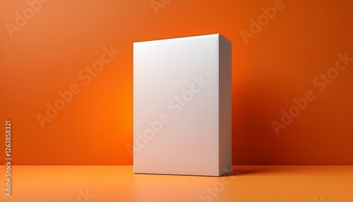 Realistic blank white product package box mockup, orange background