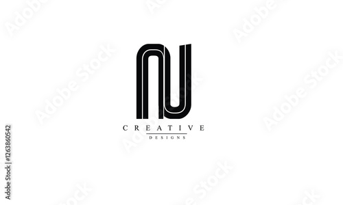Alphabet letters Initials Monogram logo NU UN N U