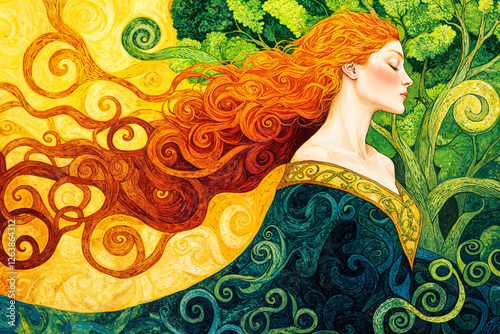Brigid, Celtic goddess of healing, wisdom and poety, Tuatha Dé Danann, Ireland mythology