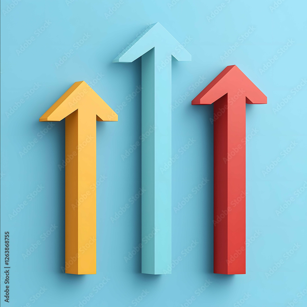 Set of upward arrow graphs showing rising trend cut out Set of upward arrow graphs showing rising trend cut out