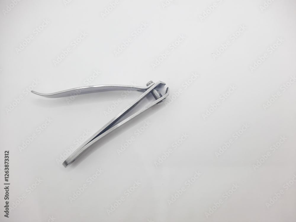 Stainless steel nail clippers with white background Stainless steel nail clippers with white background