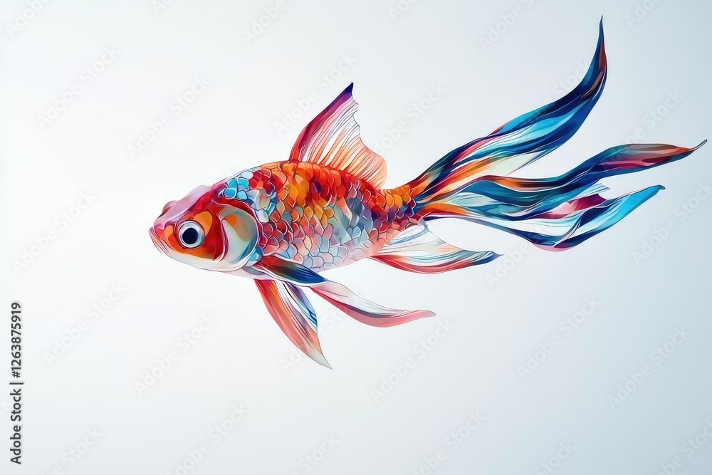 Fototapeta premium Colorful Abstract Fish with Vibrant Flowing Fins Captured in Artistic Style for Aquatic Themes and Creative Illustrations