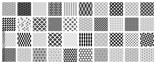 40 monochrome Japanese patterns, vector seamless backgrounds, black and white/モノクロの日本の伝統的な和柄パターン40セット