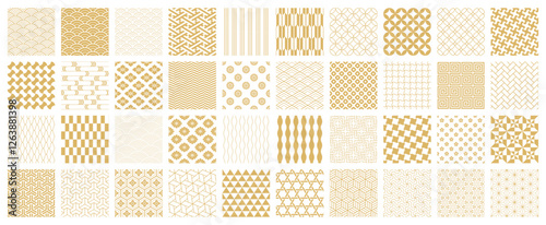 40 gold Japanese patterns, vector seamless backgrounds/日本の伝統的な和柄パターンの模様のセット