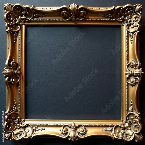 Ornate frame with intricate details and swirly patterns made of gold or silver leaf , elegant, gold, frame