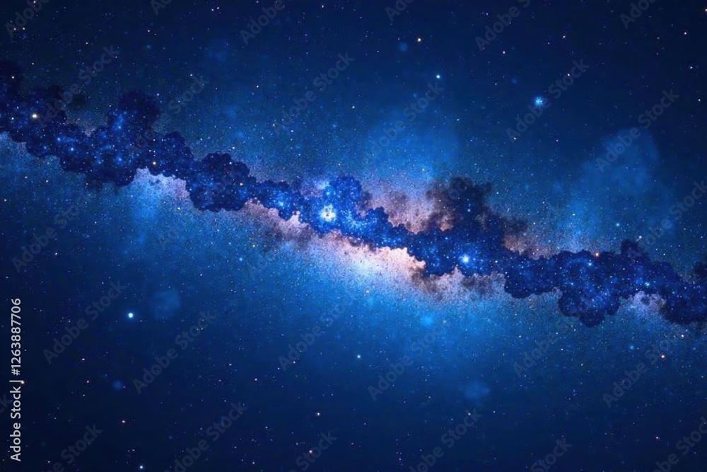 Cosmic night sky with stars and galaxy in deep blue hue, astronomy, universe, starry night
