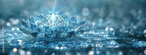 Serene Blue Diamond Flower Background Luxury Purity Elegance