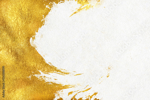 A luxurious background material featuring white Japanese paper with gold abstract patterns.