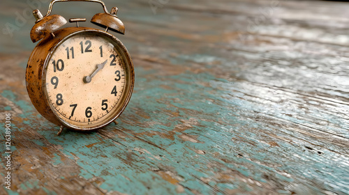 Wallpaper Mural Vintage alarm clock on rustic wooden table, time management concept Torontodigital.ca