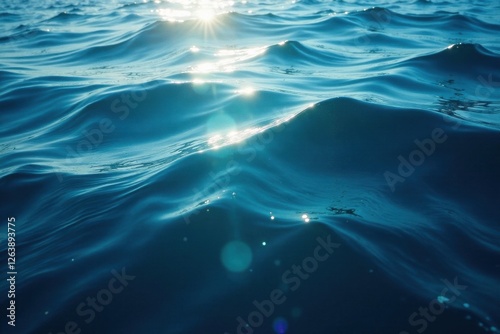 Dark blue ocean surface with sunlight filtering through, dark blue, aquatic