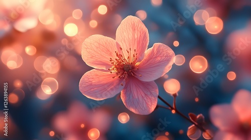 Delicate pink blossoms bathed in soft light, a dreamy botanical portrait