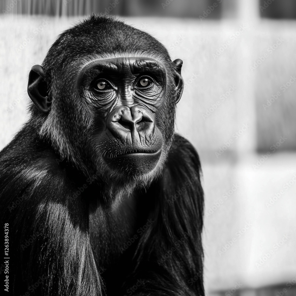 Dramatic Black and White Portrait of a Gorilla Dramatic Black and White Portrait of a Gorilla