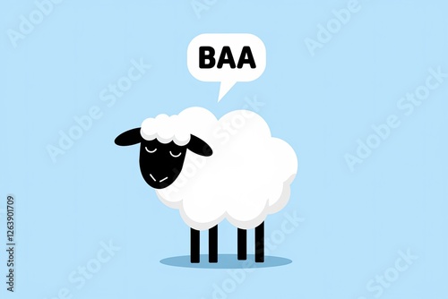 Black Head, Fluffy White Wool, 