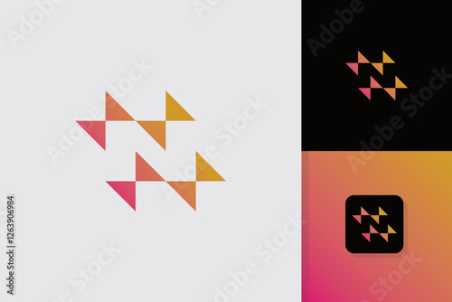 n letter with negative space logo design vector template