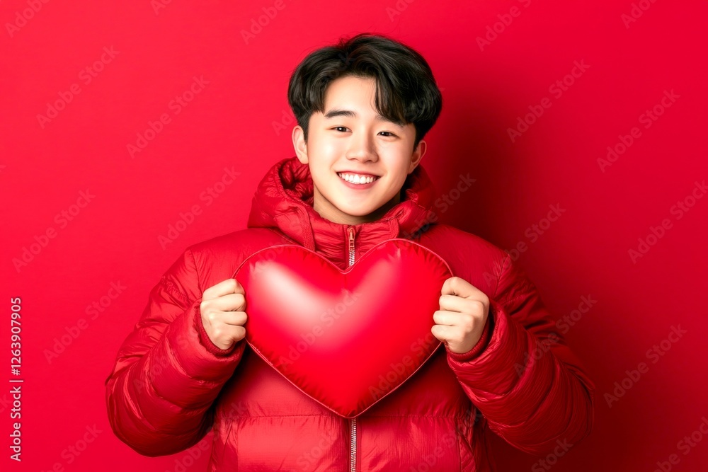 Love confession. Valentine's day greeting from man or for man: extraordinary noticeable image of loving asian high schooler boy. Commercial ad campaign creative. Love in business. Love journey. Love confession. Valentine's day greeting from man or for man: extraordinary noticeable image of loving asian high schooler boy. Commercial ad campaign creative. Love in business. Love journey.