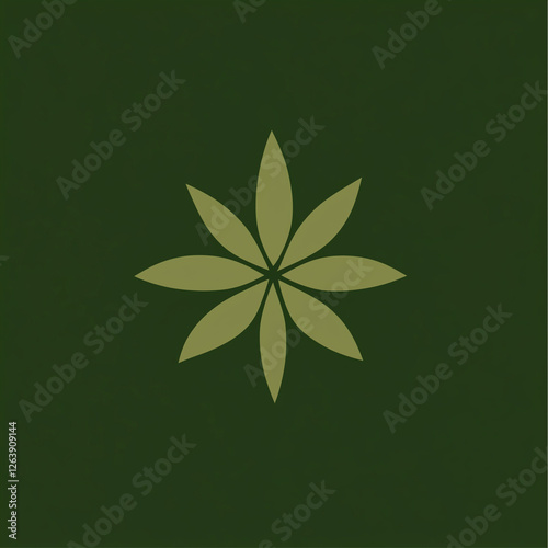 Simple Geometric Cannabis Leaf on Dark Green Background