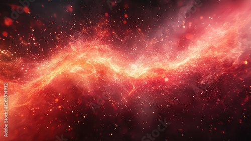 Red cosmic nebula, vibrant space clouds, fiery celestial scene, background image, space exploration