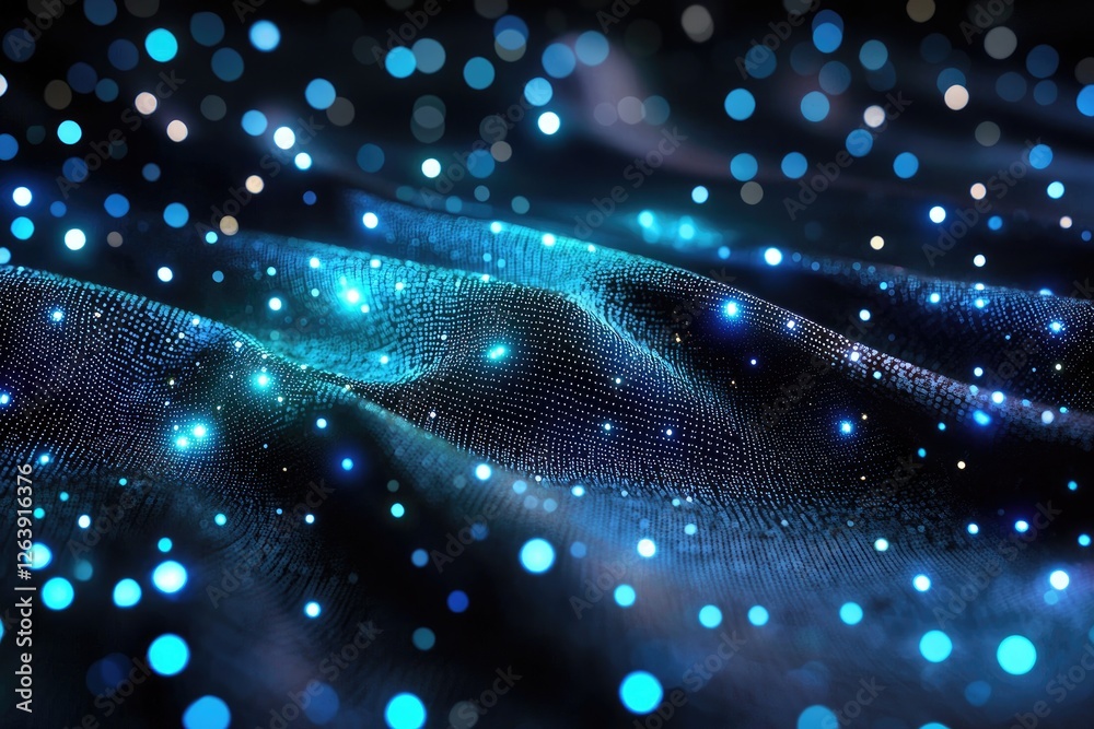 Abstract background with sparkling blue bokeh lights over textured fabric creating a dreamy and mystical atmosphere for creative projects and designs Abstract background with sparkling blue bokeh lights over textured fabric creating a dreamy and mystical atmosphere for creative projects and designs