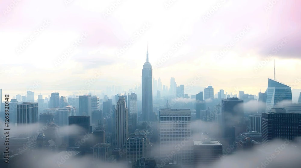 Design a stunning panoramic view of Manhattan's iconic skyline set against a crisp white background. Design a stunning panoramic view of Manhattan's iconic skyline set against a crisp white background.