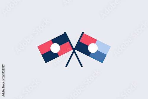 Free Download Abstract Graphic of Intersecting Flags, Modern Design, Minimalist, Red, Blue, White, Geometric Shapes, Flat Illustration, Light Background, Simple - GFXLoad